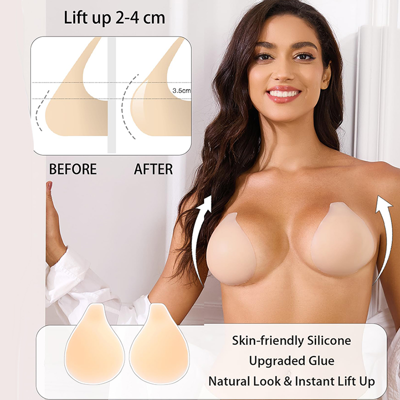 Strapless Bra Adhesive - 1/2 Pairs Women Sticky Bra Push