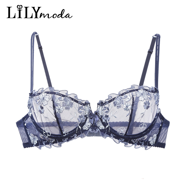 Demi Bra Balconette - Lilymoda Women Sexy Ultrathin Transparent Unlined