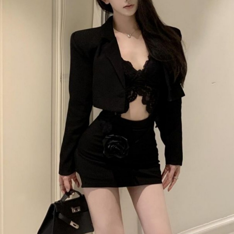 Black Spring Blazer Lace Brale - Lace Bralette Set recension och pris