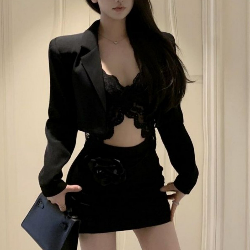 Black Spring Blazer Lace Brale - Lace Bralette Set recension och pris