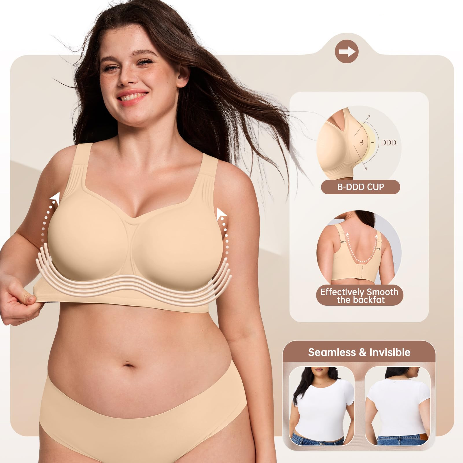Plus Size Wireless Bra for Wom - Underwire Bra Padded recension och pris