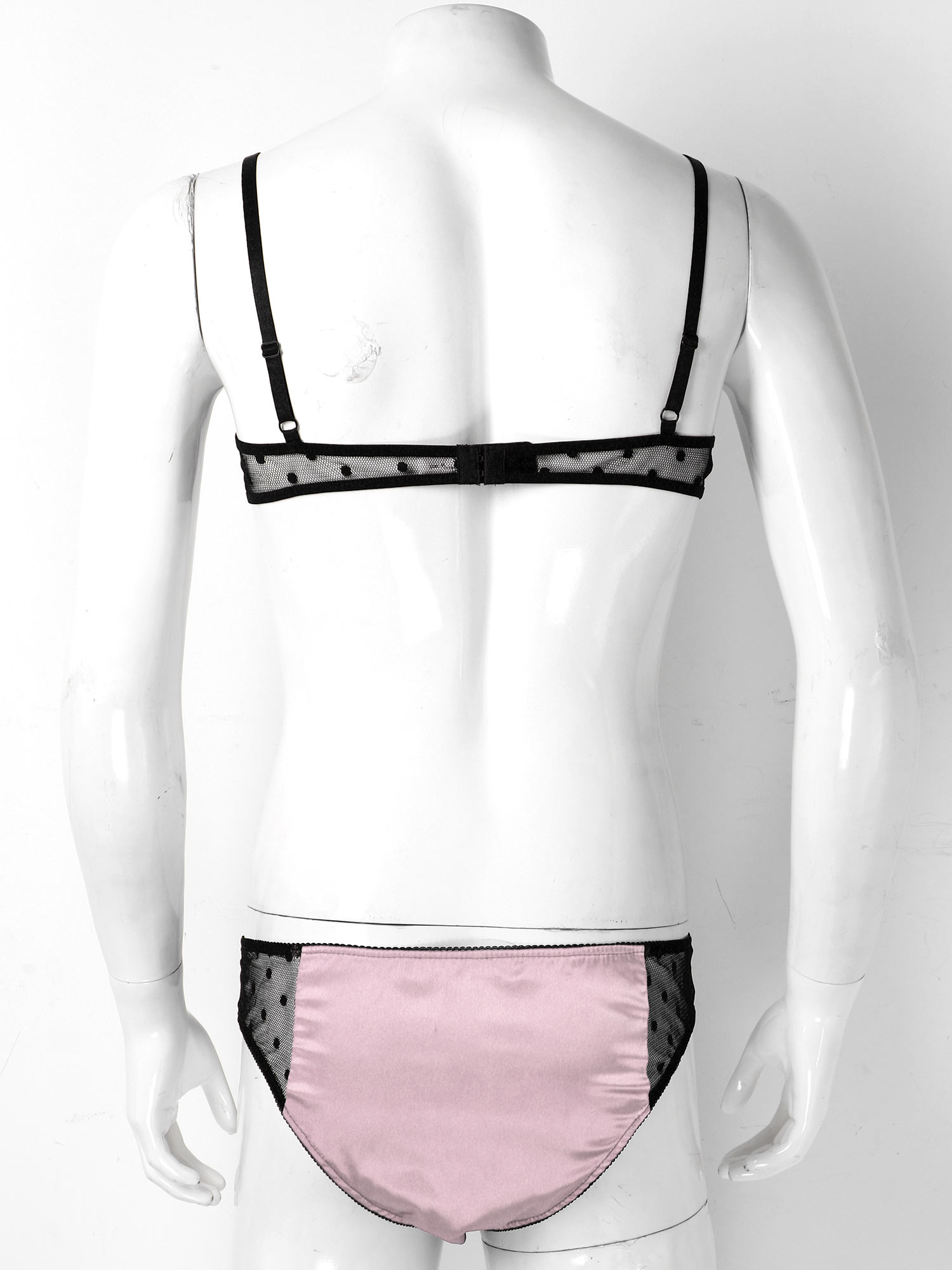 Men Satin Lingerie Suit Sissy  - Sheer Mesh Bra recension och pris
