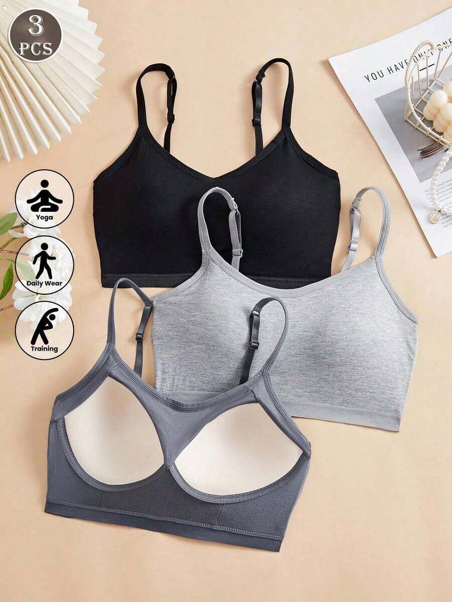 3pcs/Set Women's Solid Color A - Wirefree Bra Comfort recension och pris