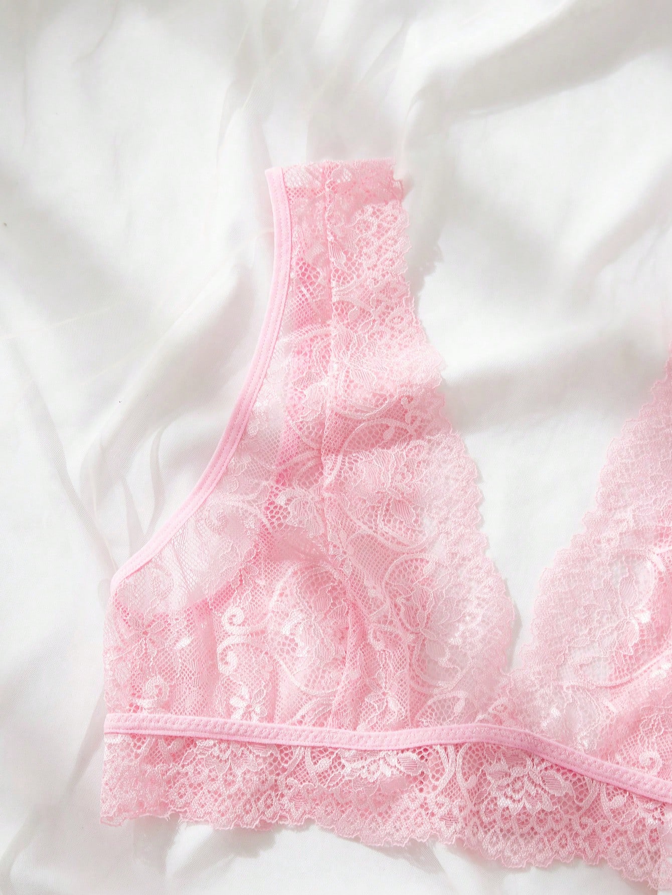 Pink Lace Lingerie Set Sheer F - Lace Bralette Set recension och pris